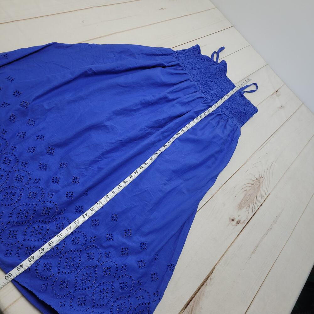 Old Navy smocked tank maxi cami dress eyelet embroidered XL blue - Picture 5 of 7